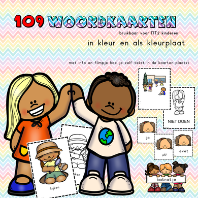 woordkaarten (ook voor NT2 kinderen) in kleur en als kleurplaat