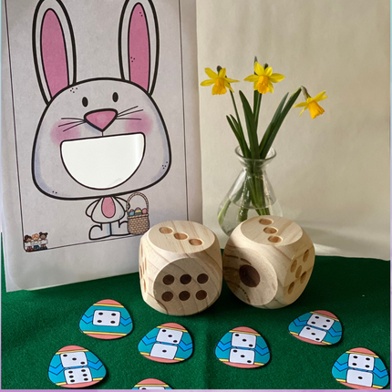 De hongerige Paashaas met eitjes en wortels