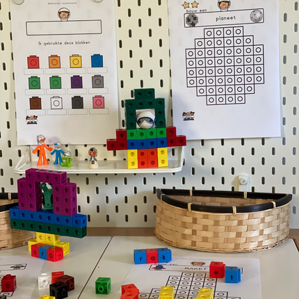 linking cubes bouwkaarten thema: de ruimte