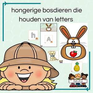 hongerige bosdieren die houden van letters