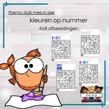 Duik mee in zee (kleuren op nummer)