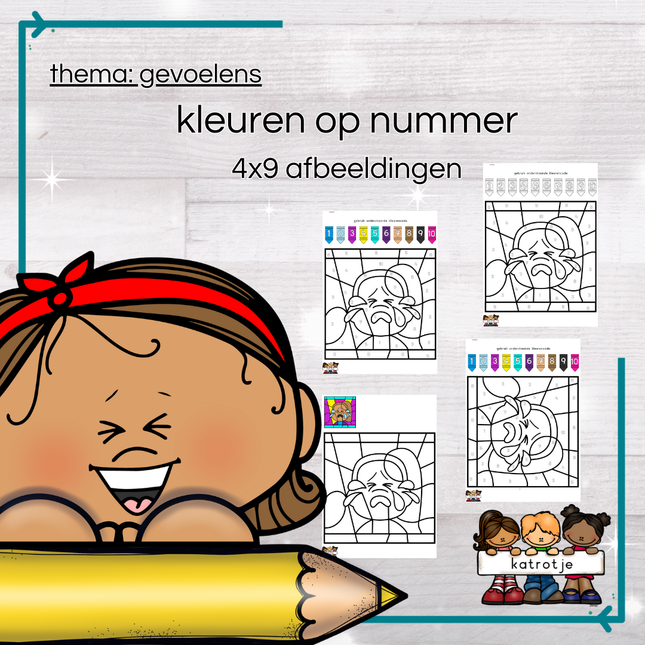 gevoelens: kleuren op nummer (4x9 afbeeldingen)