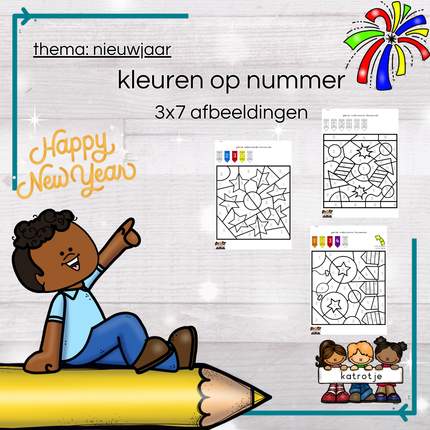 kleuren op nummer nieuwjaar