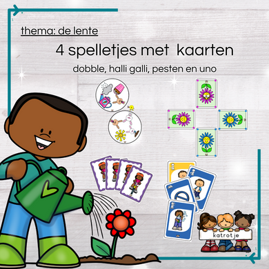 de lente: vier spelletjes met kaarten (dobble, Halli galli, pesten en uno)