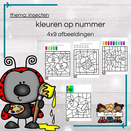 insecten: kleuren op nummer (4x9 afbeeldingen)