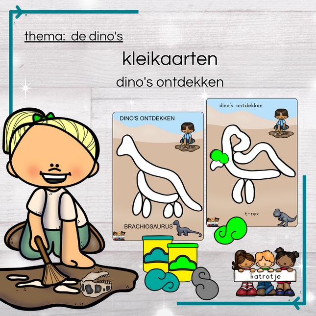 kleikaarten: dino's ontdekken