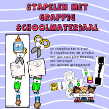 stapelen met grappig schoolmateriaal