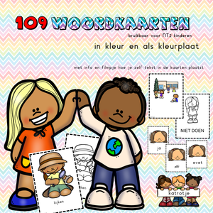 109 woordkaarten (ook voor NT2 kinderen) in kleur en als kleurplaat