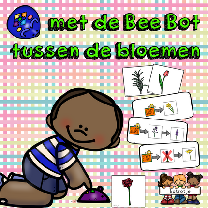 met de bee bot tussen de bloemen
