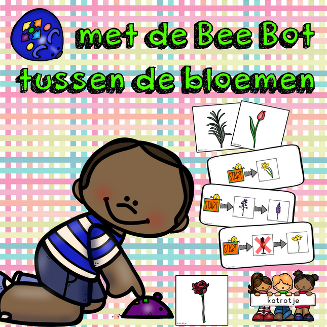 met de bee bot tussen de bloemen