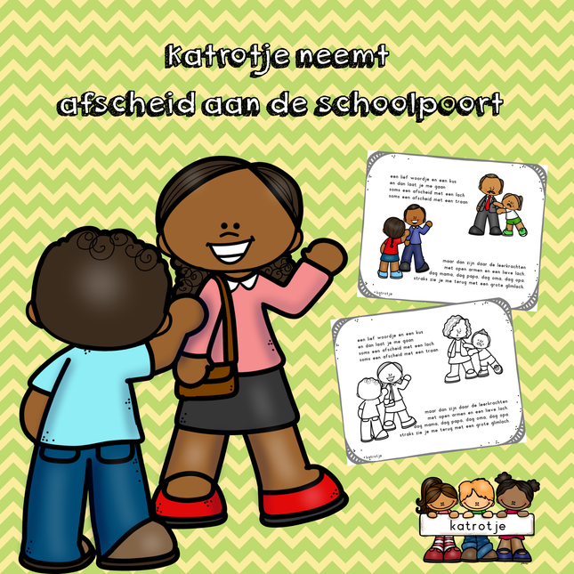 katrotje neemt afscheid aan de schoolpoort