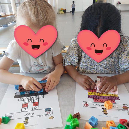 linking cubes bouwkaarten thema: voertuigen/verkeer