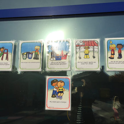 afspraken op de speelplaats in kleur en als kleurplaat