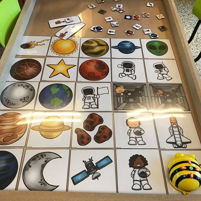 met de bee bot in de ruimte