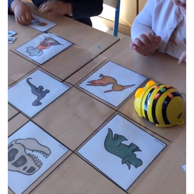 met de bee bot opzoek naar dino's
