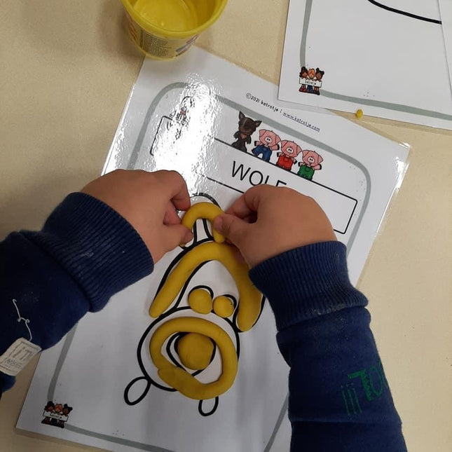 kleikaarten thema de wolf en de drie biggetjes