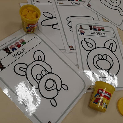 kleikaarten thema de wolf en de drie biggetjes