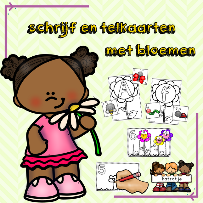 schrijf en telkaarten met bloemen