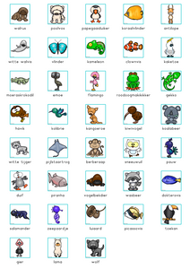 naamkaartjes en symboolkaartjes met speciale dieren (groene rand)