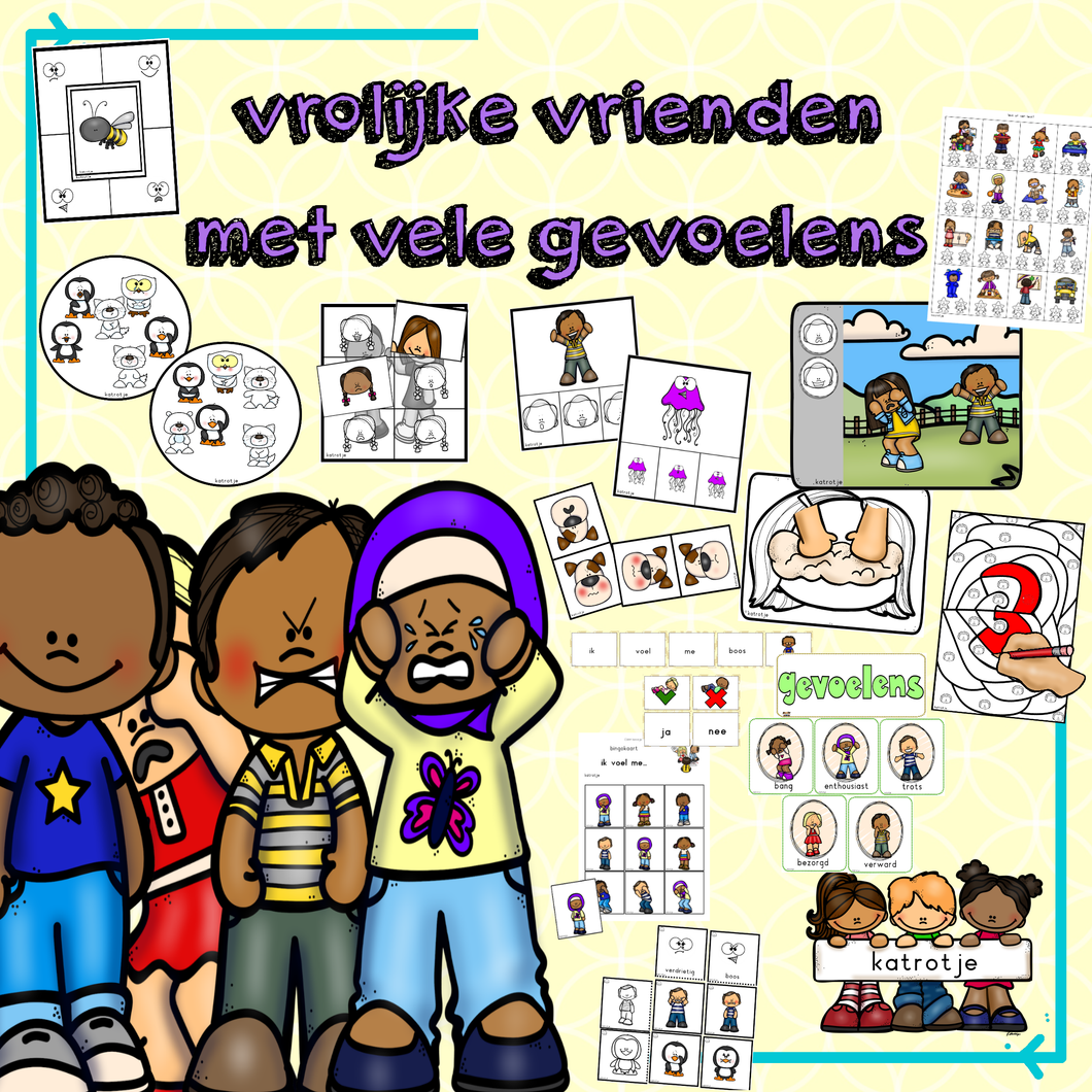 vrolijke vrienden met vele gevoelens