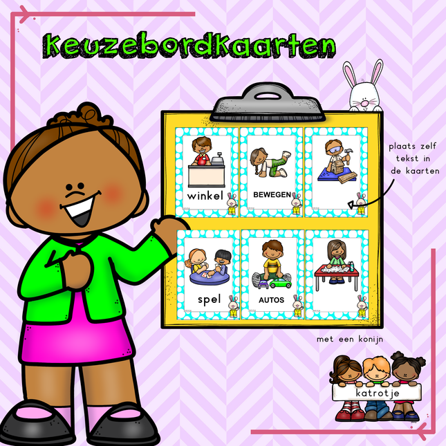 keuzebordkaarten met een konijn