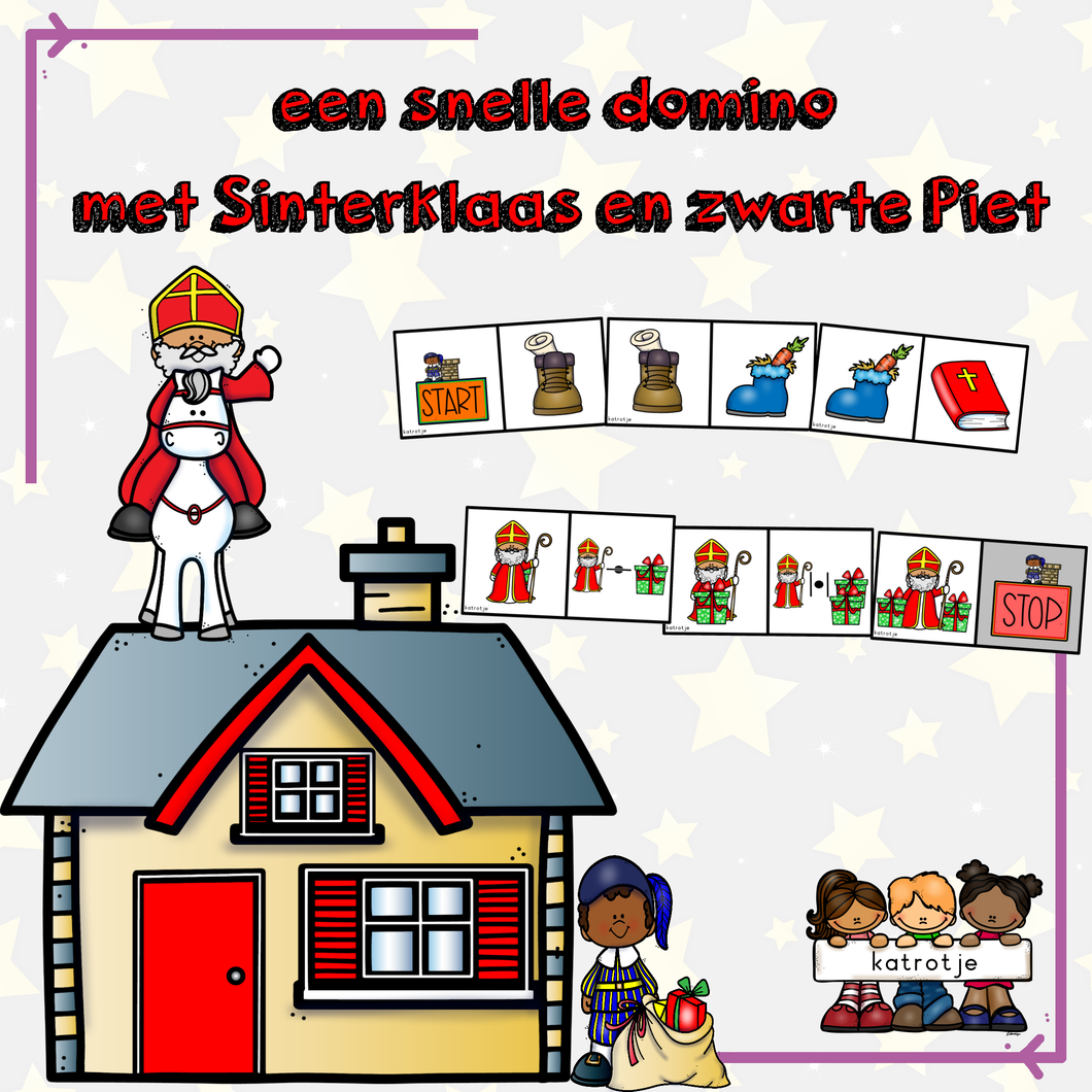 een snelle domino met Sinterklaas en zwarte Piet