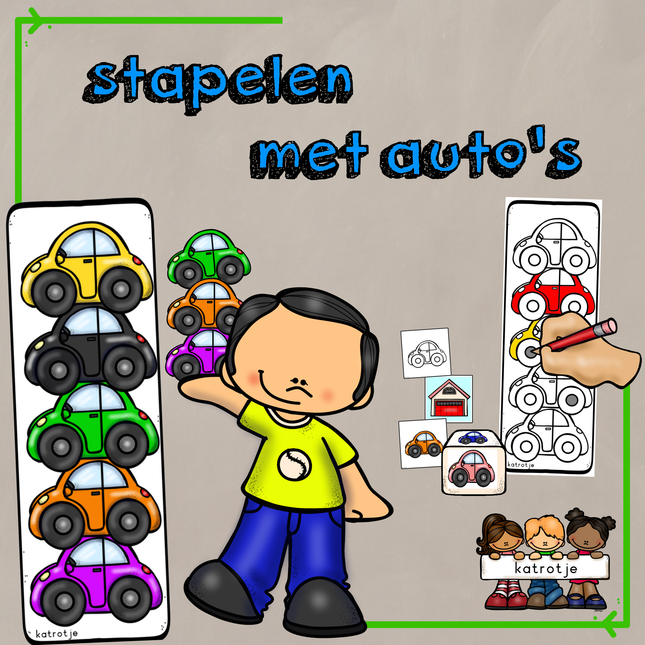 stapelen met gekleurde auto's