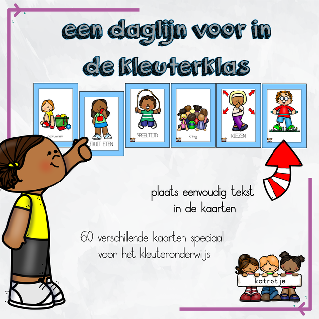 een daglijn voor in de kleuterklas (blauwe rand)