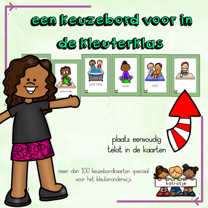 keuzebordkaarten voor in de kleuterklas groene rand