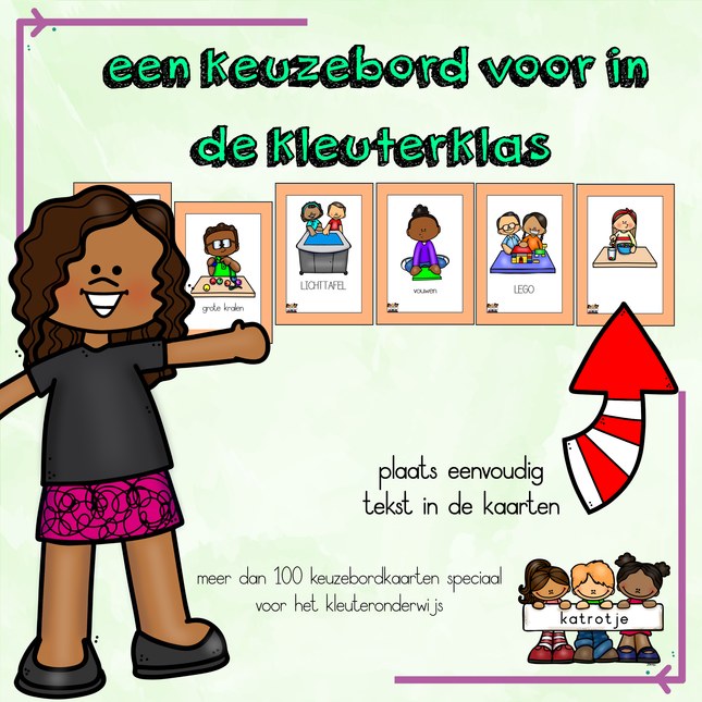 keuzebordkaarten voor in de kleuterklas oranje rand