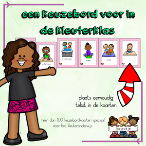 keuzebordkaartenvoor in de kleuterklas roze rand