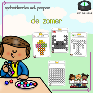 opdrachtkaarten met pompons: de zomer