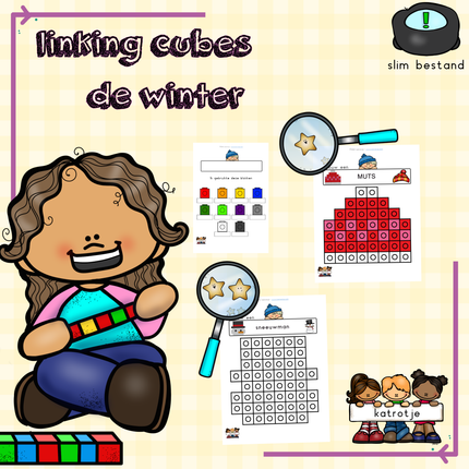 Linking Cubes bouwkaarten: thema de winter