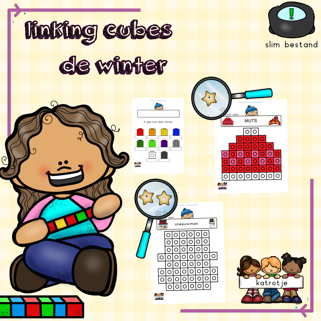 Linking Cubes bouwkaarten: thema de winter